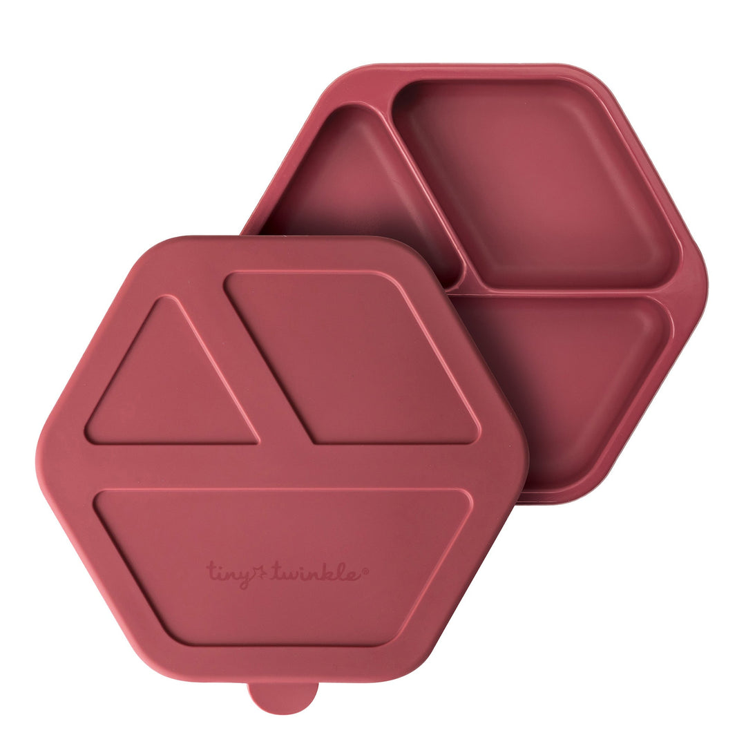 d - Tiny Twinkle - Silicone Plate and Lid Set- Burgundy Silicone Plate and Lid Set- Burgundy 810027531681