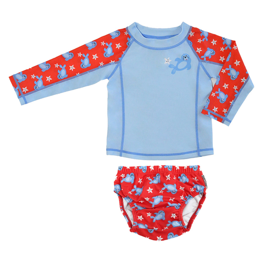 ZOOCCHINI 2pc Set - Rshgrd Top+Swim Diaper Seal 3-6M Rashguard Top + Swim Diaper 2pc Set - Seal 810608034297