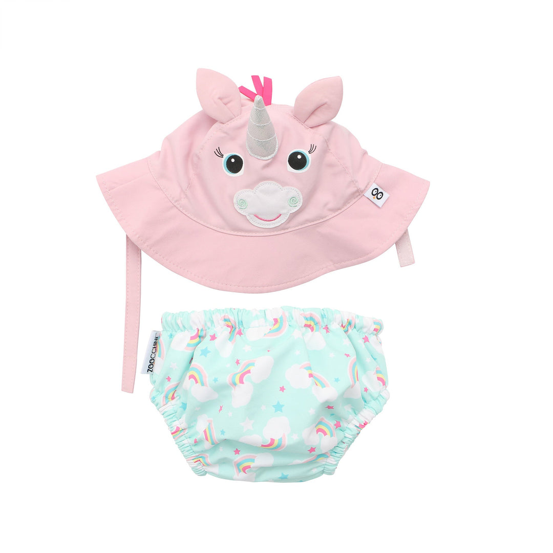 d-ZOOCCHINI-Baby Swim Diaper+Sun Hat Set AllieAlicorn 12-24M UPF50+ Baby Swim Diaper & Sun Hat Set - Alli the Alicorn 810608032675