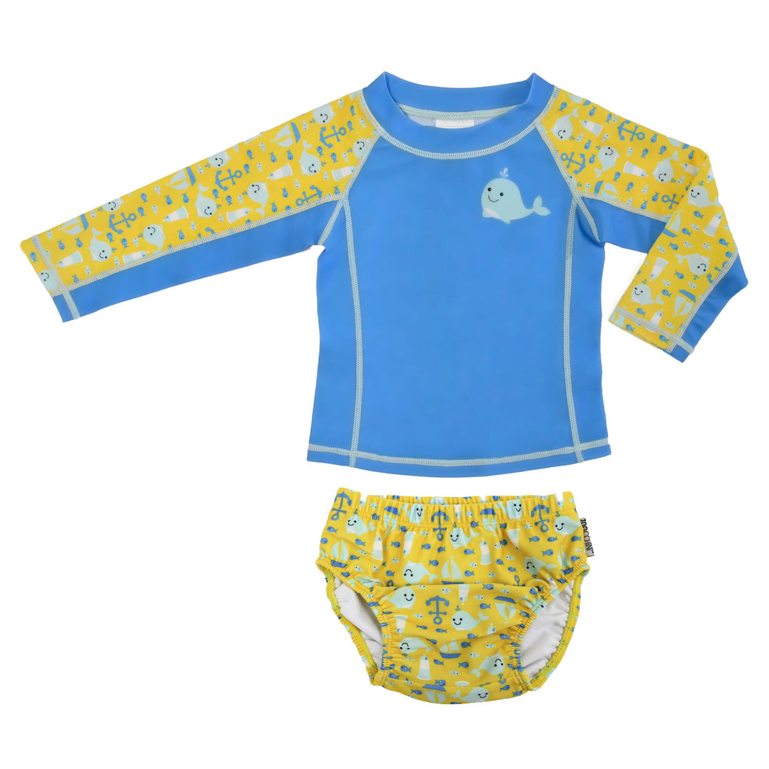 ZOOCCHINI 2pc Set - Rshgrd Top+Swim Diaper Whale 12-24M Rashguard Top + Swim Diaper 2pc Set - Whale 810608034259