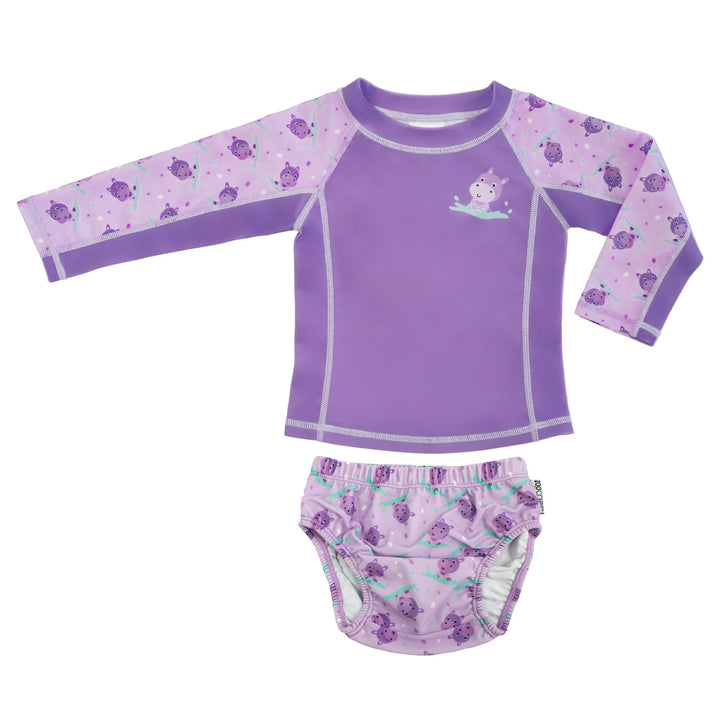 ZOOCCHINI 2pc Set - Rshgrd Top+Swim Diaper Hippo 6-12M Rashguard Top + Swim Diaper 2pc Set - Hippo 810608034273