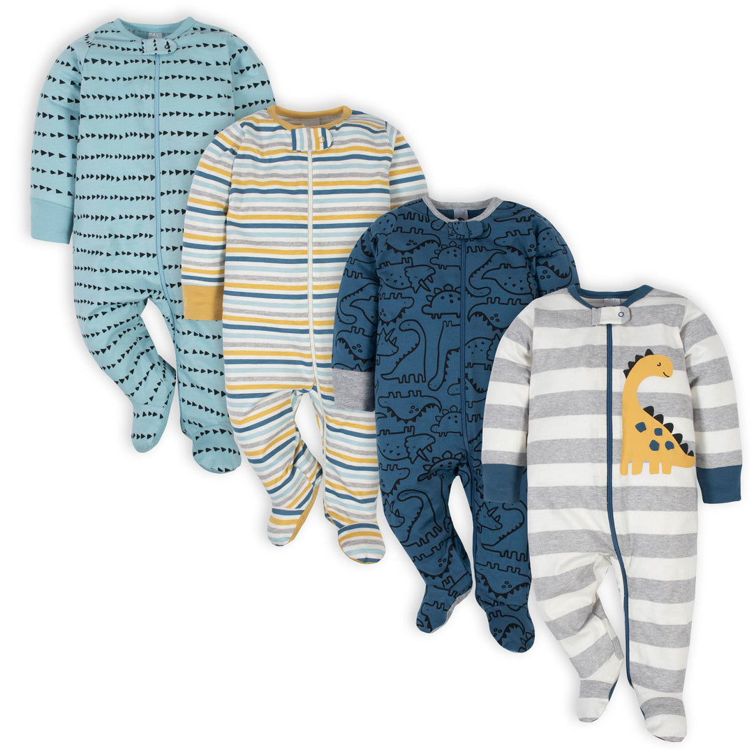 d - Gerber - 4 Pack Sleep 'N Play - Dinosaur - 6-9M 4-Pack Baby Boys Dinosaur Sleep n Plays 013618185168