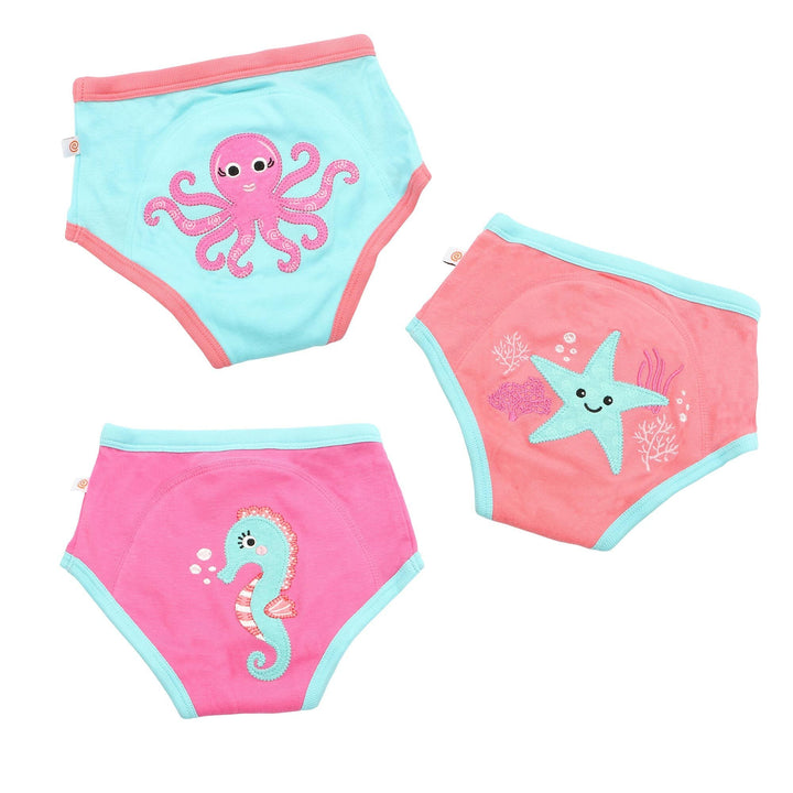 ZOOCCHINI - Org Ctn 3PC Potty Training Girls OceanGals 2T-3T Organic Cotton 3 Piece Potty Training Pants - Girls Ocean Gals 810608032484