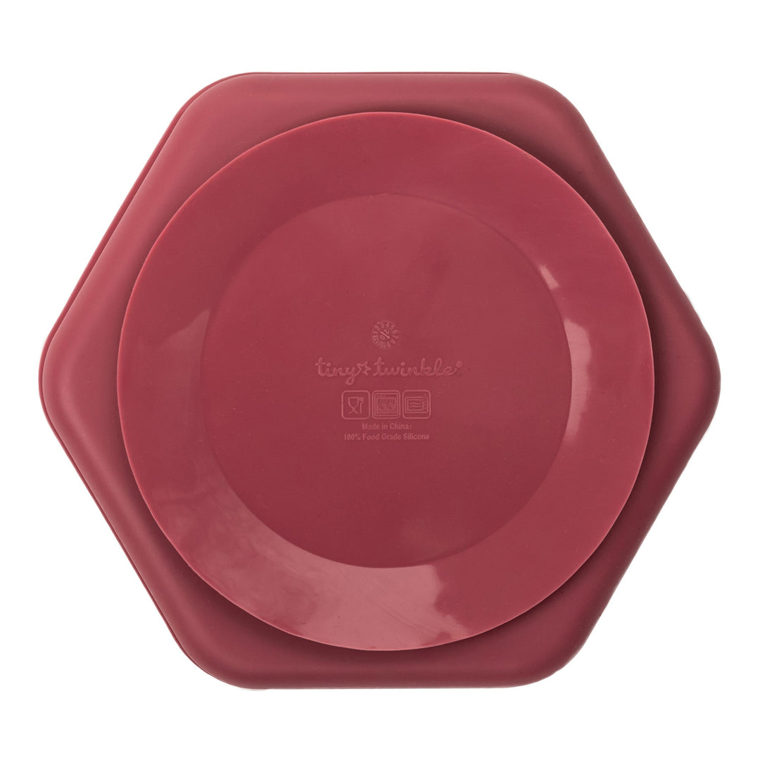 Silicone Plate and Lid Set- Burgundy