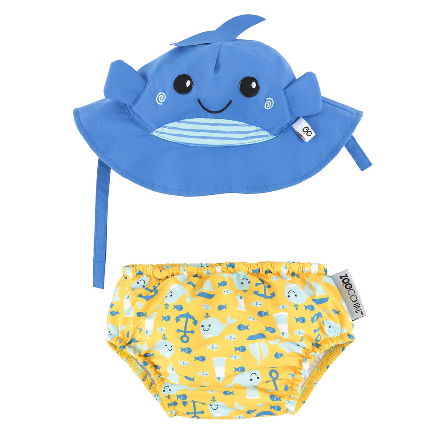 d - ZOOCCHINI - UPF50+ Swim Diaper + Sun Hat Set Whale S UPF50+ Baby Swim Diaper & Sun Hat Set - Whale 810608031227