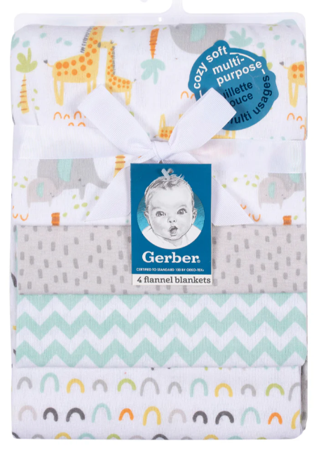 Flannel Receiving Blanket - 4pk