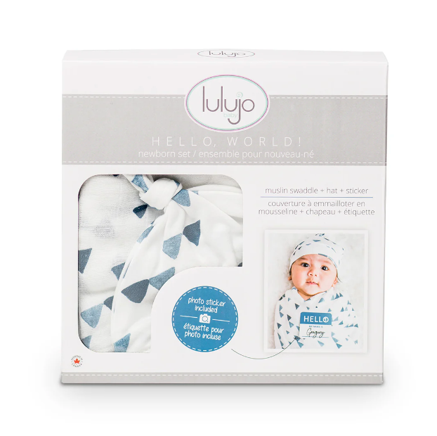 Hello World Blanket & Knotted Hat Set