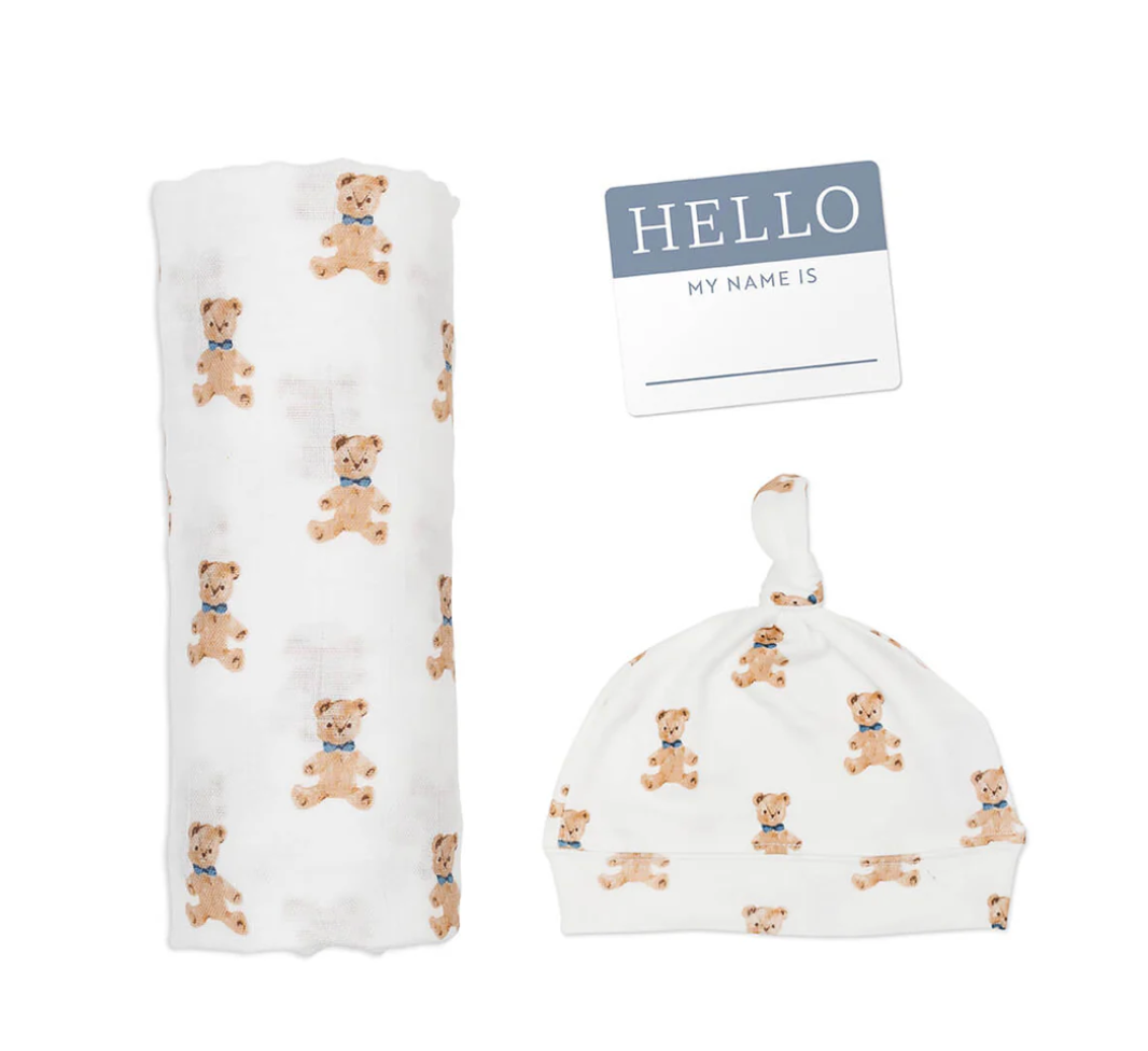 Hello World Blanket & Knotted Hat Set