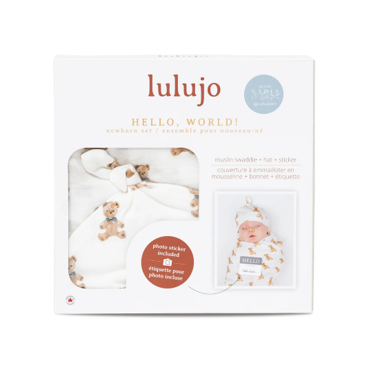 Hello World Blanket & Knotted Hat Set