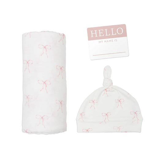 Hello World Blanket & Knotted Hat Set