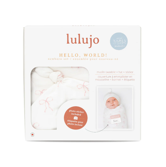 Hello World Blanket & Knotted Hat Set