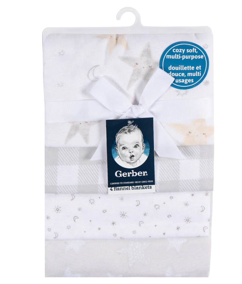 Flannel Receiving Blanket - 4pk