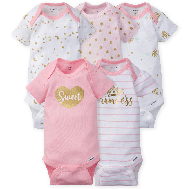 Short Sleeve Onesie Bodysuit - 5 Pack