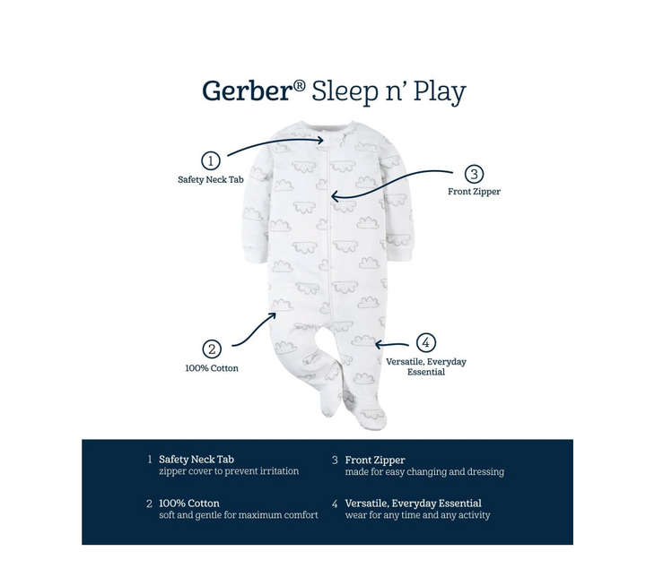 Gerber - Paquet de 4 Sleep 'N Play - Chat pour bébés filles