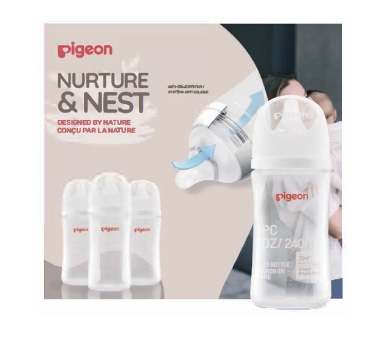 Glass Bottle with M Nipple (3M+) - 8 oz