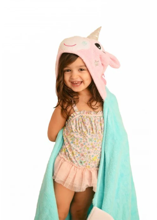 ZOOCCHINI - Serviette de bain à capuche en peluche éponge pour enfants 2 ans et plus