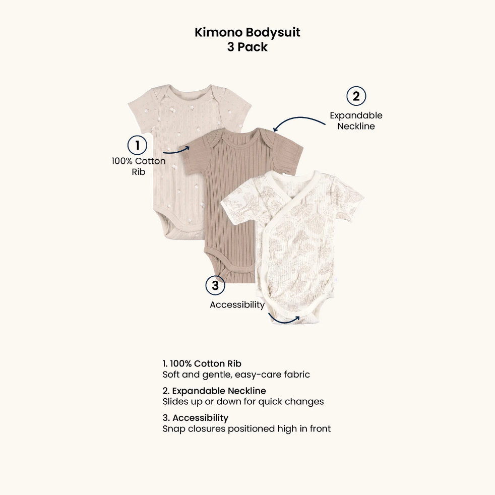 Short Sleeve Bodysuits - 3 Pack