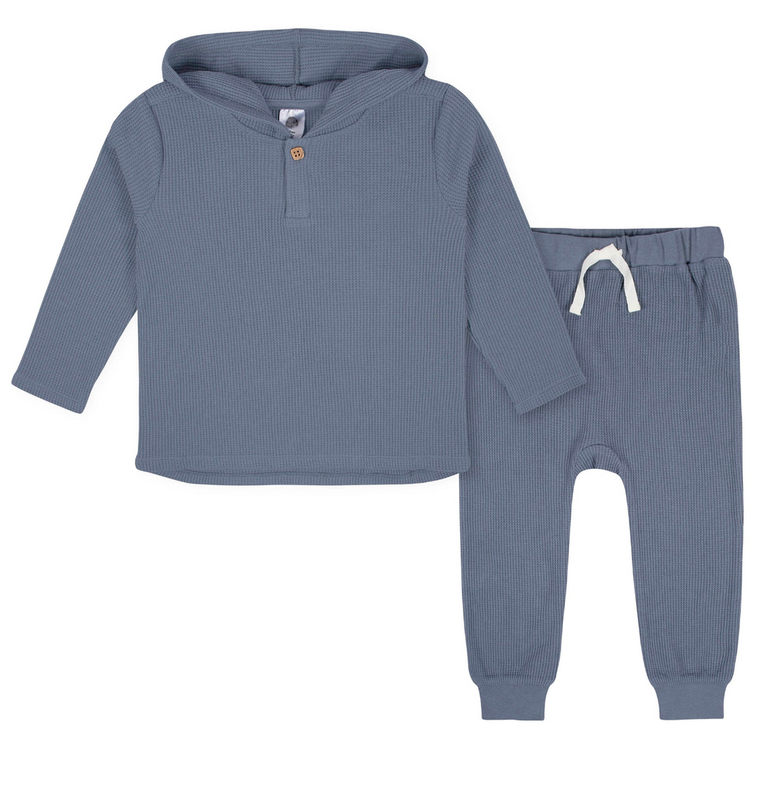 Waffle Knit Hooded Top and Pant Set