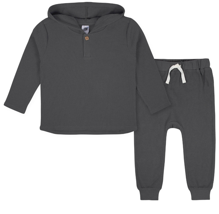 Waffle Knit Hooded Top and Pant Set