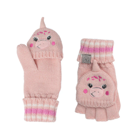 Kid's Knitted Fingerless Gloves With Flap