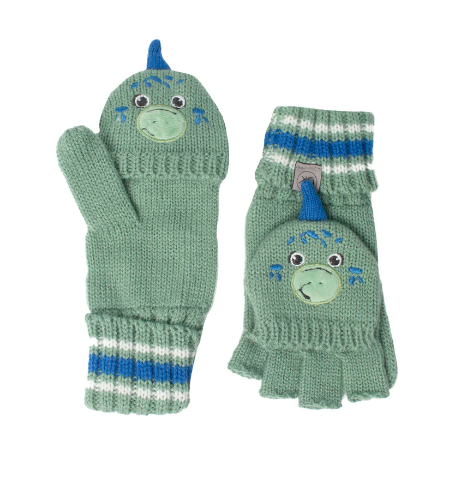 Kid's Knitted Fingerless Gloves With Flap