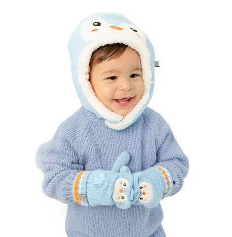 Kid's Knitted Fingerless Gloves With Flap