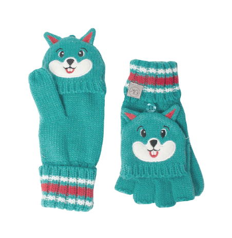 Kid's Knitted Fingerless Gloves With Flap