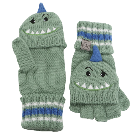 Kid's Knitted Fingerless Gloves With Flap
