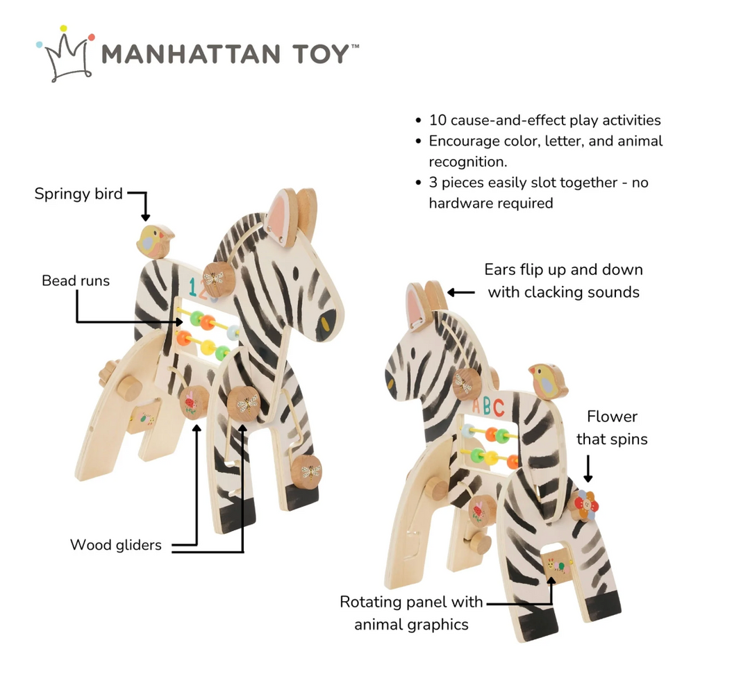 Safari Zebra - Wooden Activity Toy