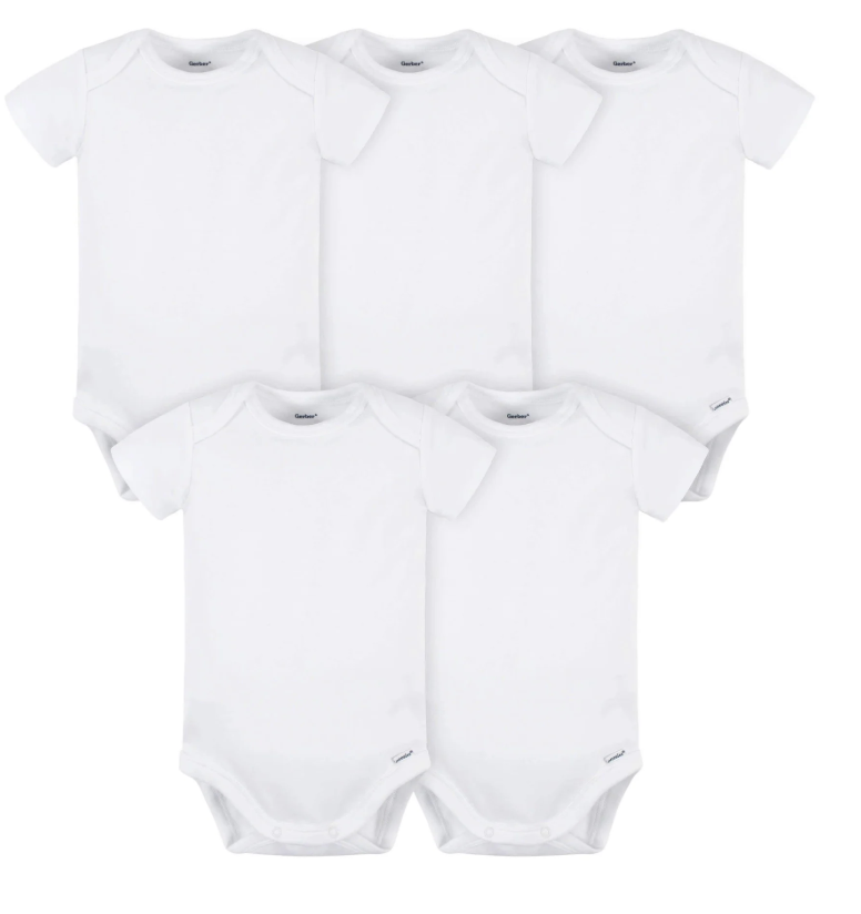 Newborn Baby White Premium Short Sleeve Onesies® Bodysuits