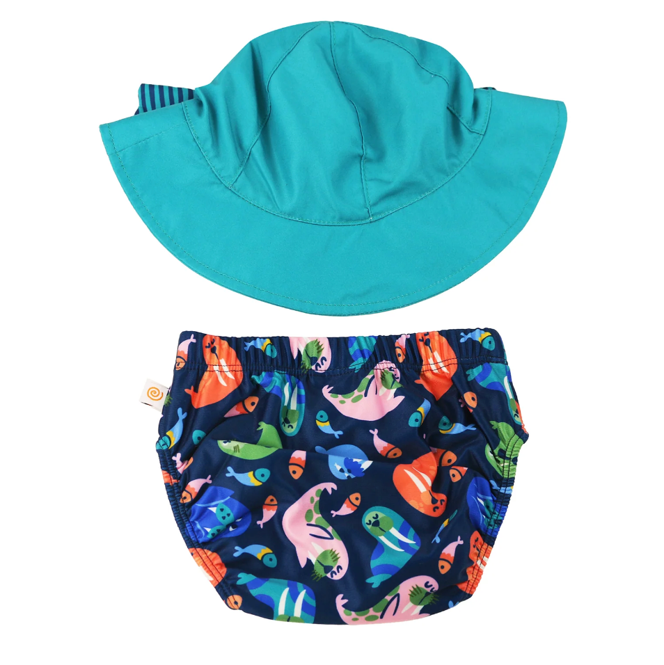 UPF50+ Swim Diaper + Sun Hat Set