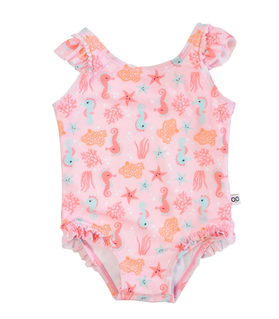 Ruffled 1 Piece Swimsuit