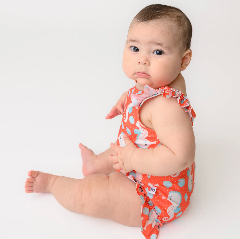 Ruffled 1 Piece Swimsuit