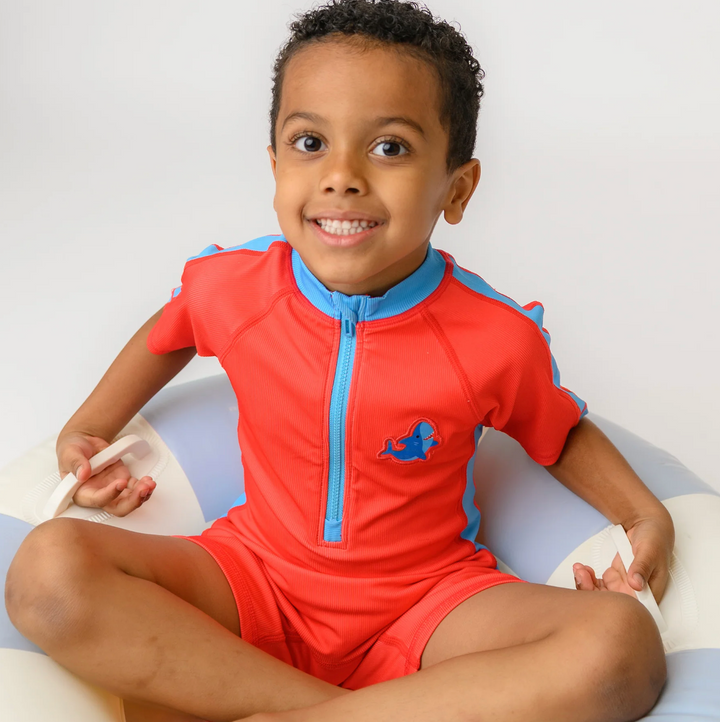 Short Sleeve 1 Piece Swimsuit