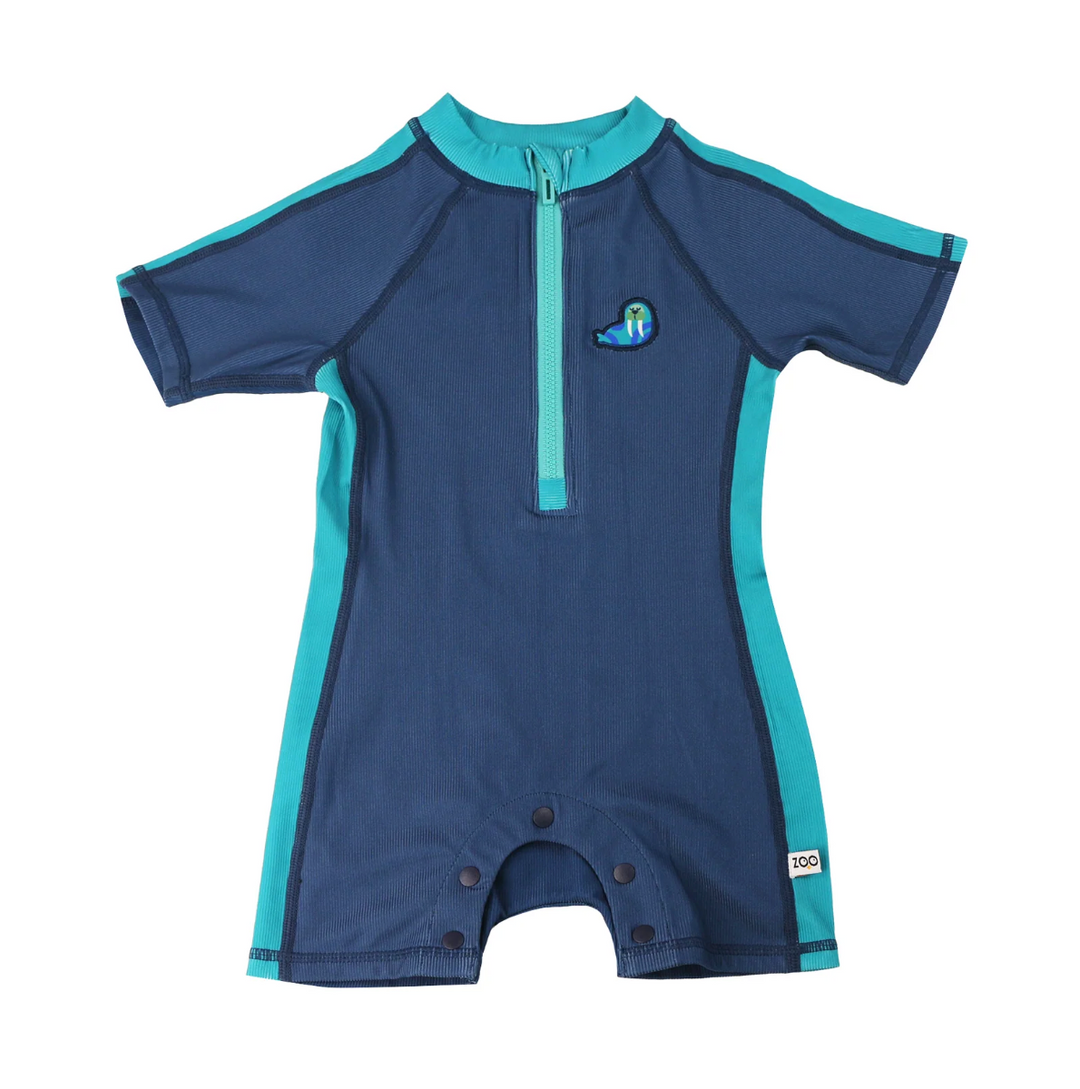 Short Sleeve 1 Piece Swimsuit