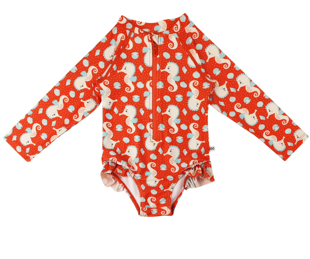 Rashguard Ruffled 1 Piece Swimsuit