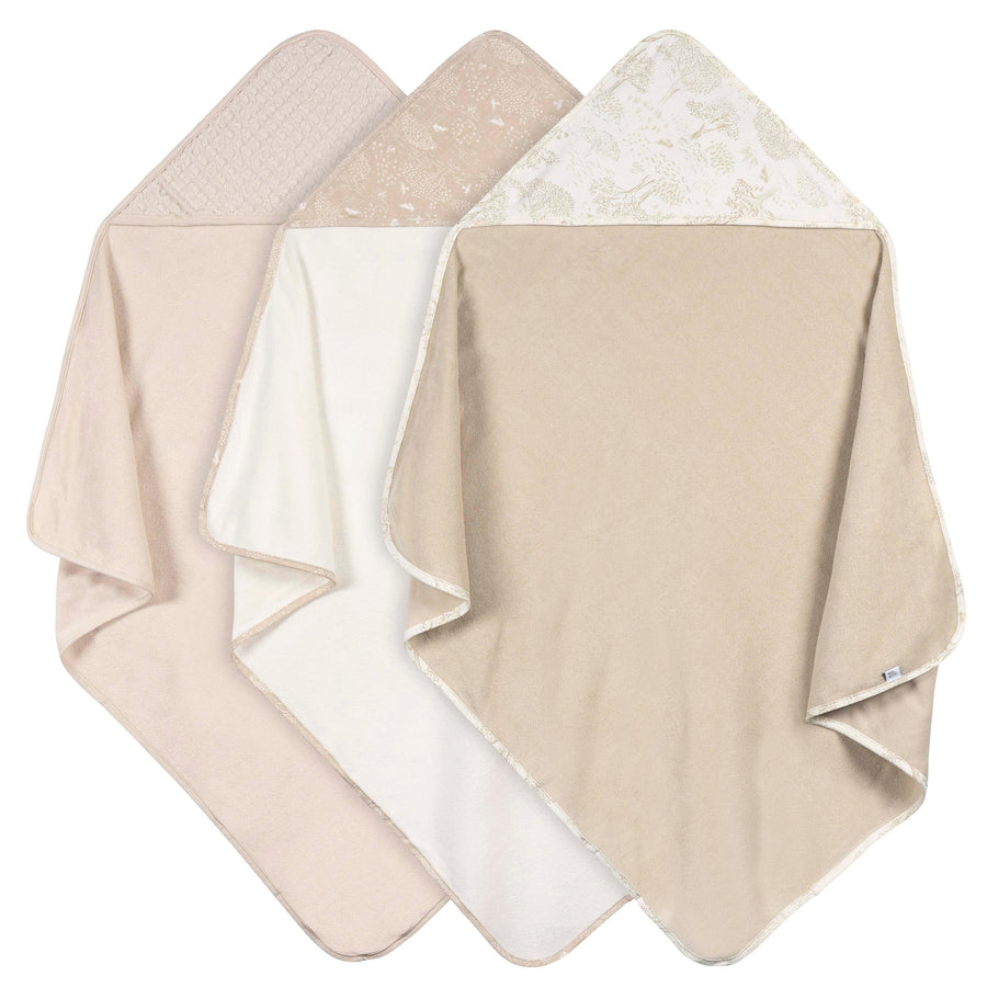 Just Born - OP2401 - 3pk Hooded Towels - Tan Just Born by Gerber Baby Neutral 3-Pack Hooded Towels - TAN 032633138294