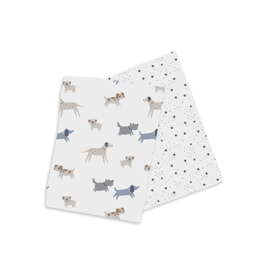 Lulujo - 2PK Cotton Muslin Swaddles - Puppy+Stars 2 pack Cotton Swaddles - Puppy Dog + Stars 628233451712