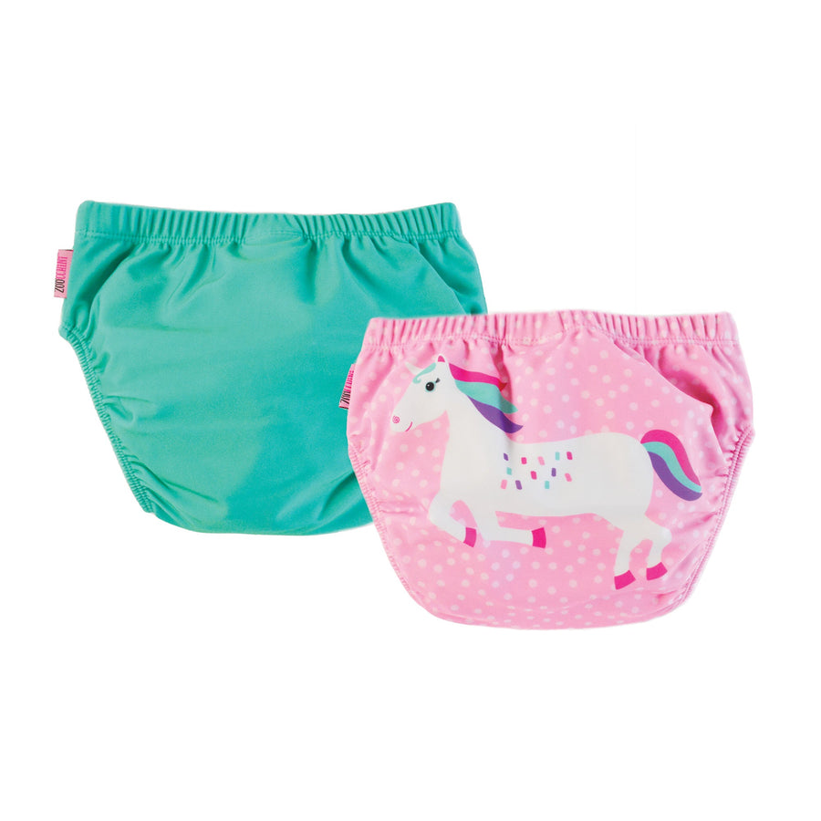 ZOOCCHINI - Knit Swim Diaper 2 Pc Set Unicorn 6-12M Baby-Toddler Knit Swim Diaper 2 Piece Set - Unicorn 810608034013