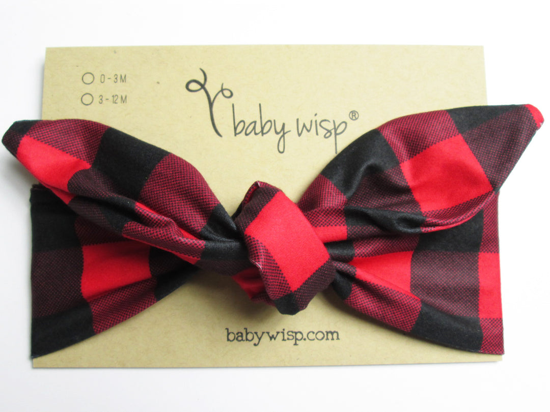 Baby Wisp - Top Knot Headband - Canadiana Red+Black - 0M+