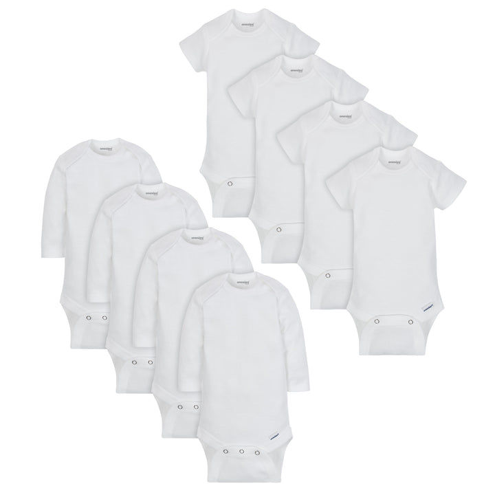Onesies - 8 Pack Long+Short Sleeve Bodysuit - White