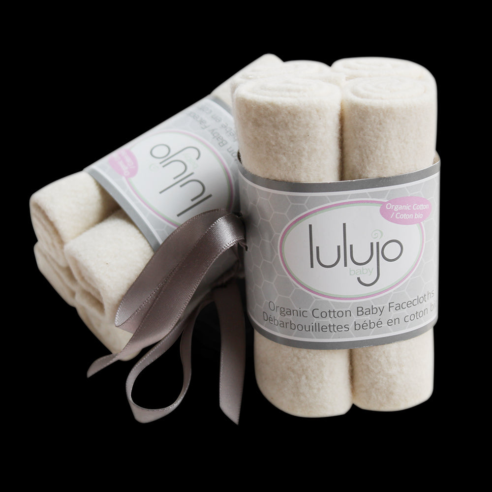 Lulujo - Lot de 4 débarbouillettes en coton biologique