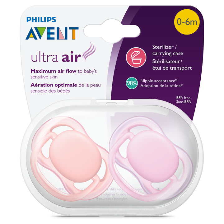 Philips Avent - Sucette Ultra Air 2pk 0-6M AsrtColors