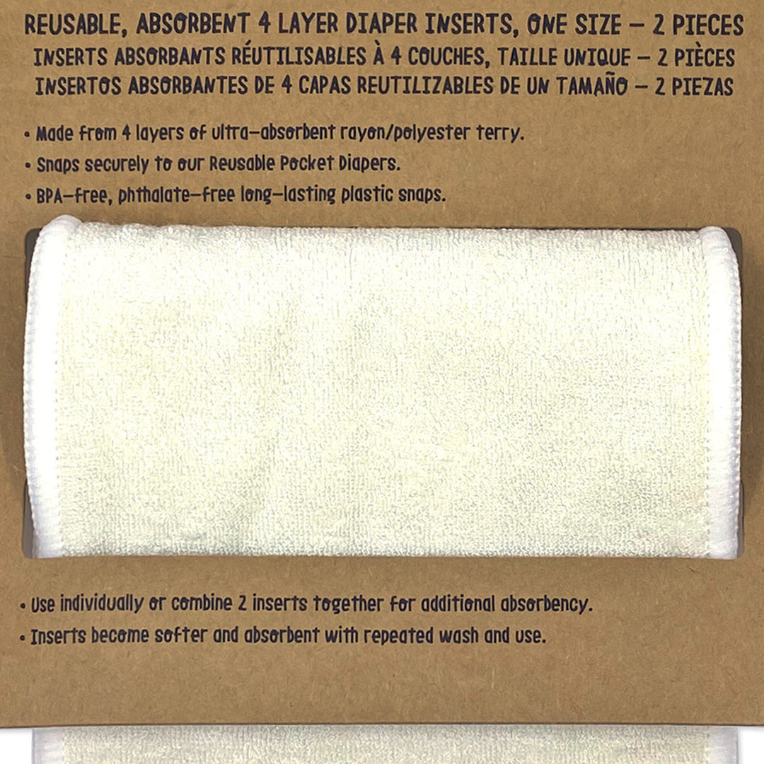 ZOOCCHINI - Reusable 4 Layer Pocket Cloth Diaper Inserts 2PC